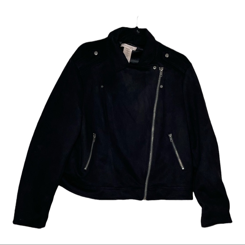 Philosophy Faux Leather Lined Zip Up Black Jacket Sz XXL